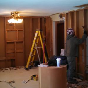 Kitchen being drywalled